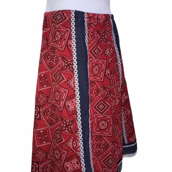 Vintage Reversible Western Denim Paisley Skirt M - Picture 4 of 12